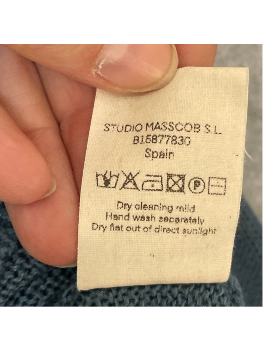 Masscob Linen Cotton V Neck Sweater M Blue Oversized Crop - Picture 9 of 11